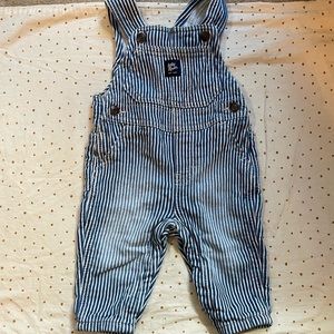 baby b’gosh overalls blue and white striped